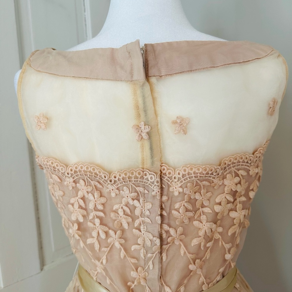 Marc Jacobs Vintage Peach Silk Embroidered Dress L Fair Condition - Picture 8 of 16